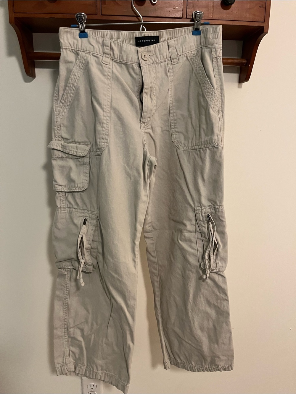 Aeropostale Light Beige Cargo Pants with Drawstring Details